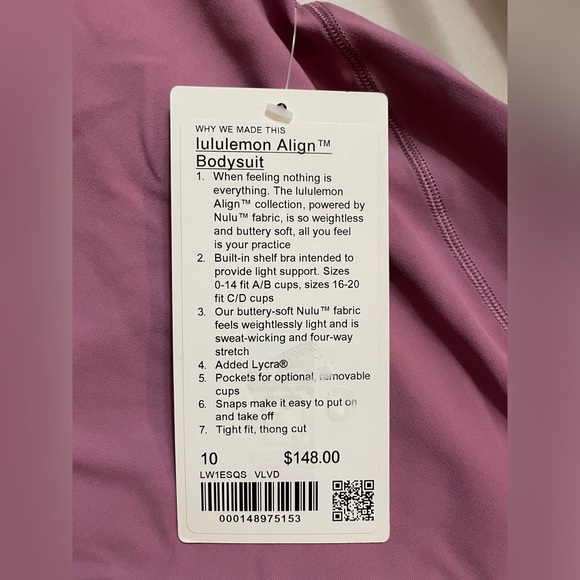 NWT Lululemon Thong Align Bodysuit Removable Bra Pads Velvet Dust Size 10 - Picture 7 of 11